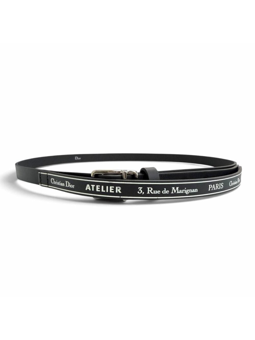Dior Atelier Logo Leather Belt Black Silver 90